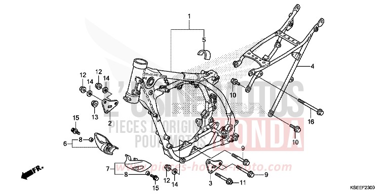 CARROSSERIE DE CHASSIS de CRF150R "Grandes Roues" EXTREME RED (R292) 2013